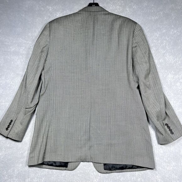 Ralph Lauren Blazer Men’s 44R Gray Wool Two Button Sport Coat Jacket Herringbone - Picture 5 of 13